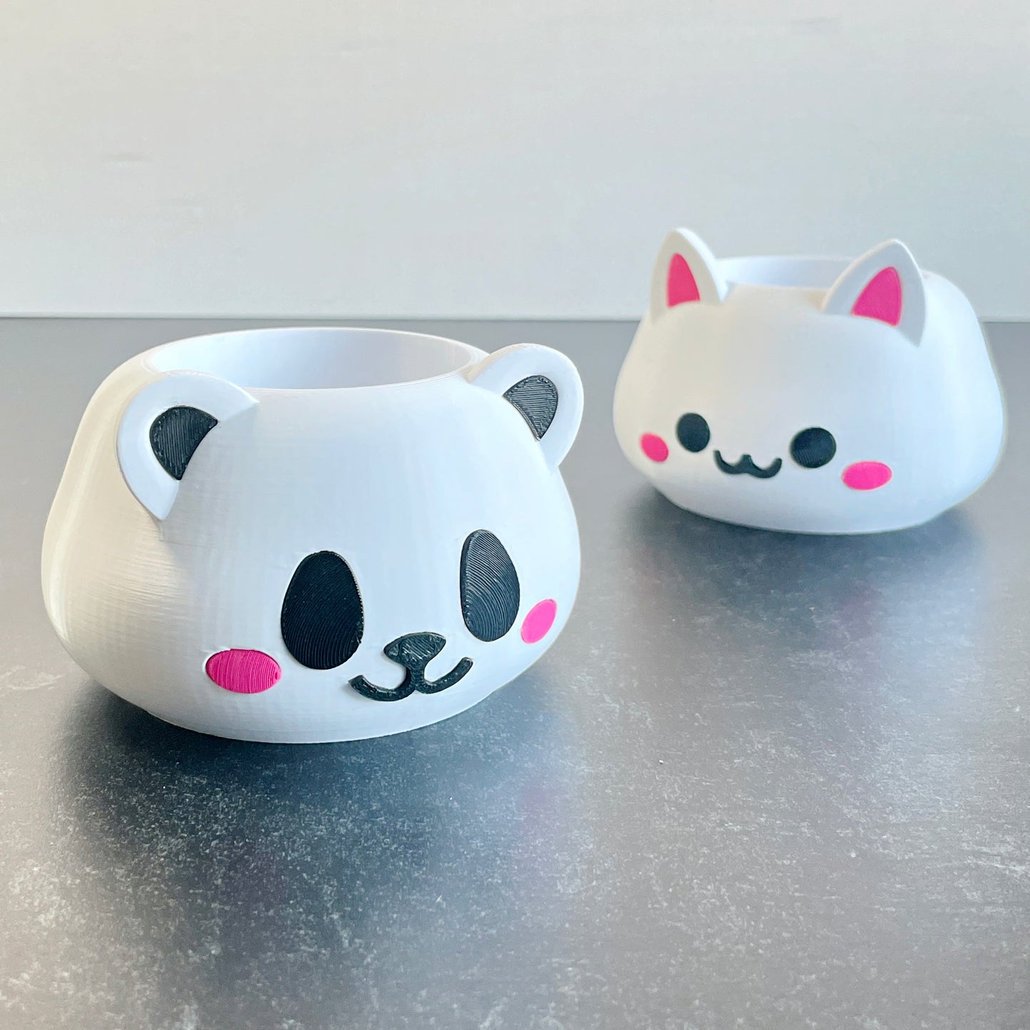 Kawaii Cat and Panda Planters