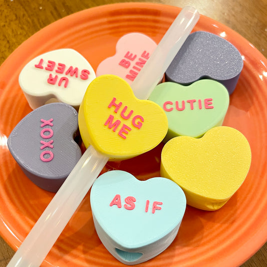 Conversation Heart Straw Toppers