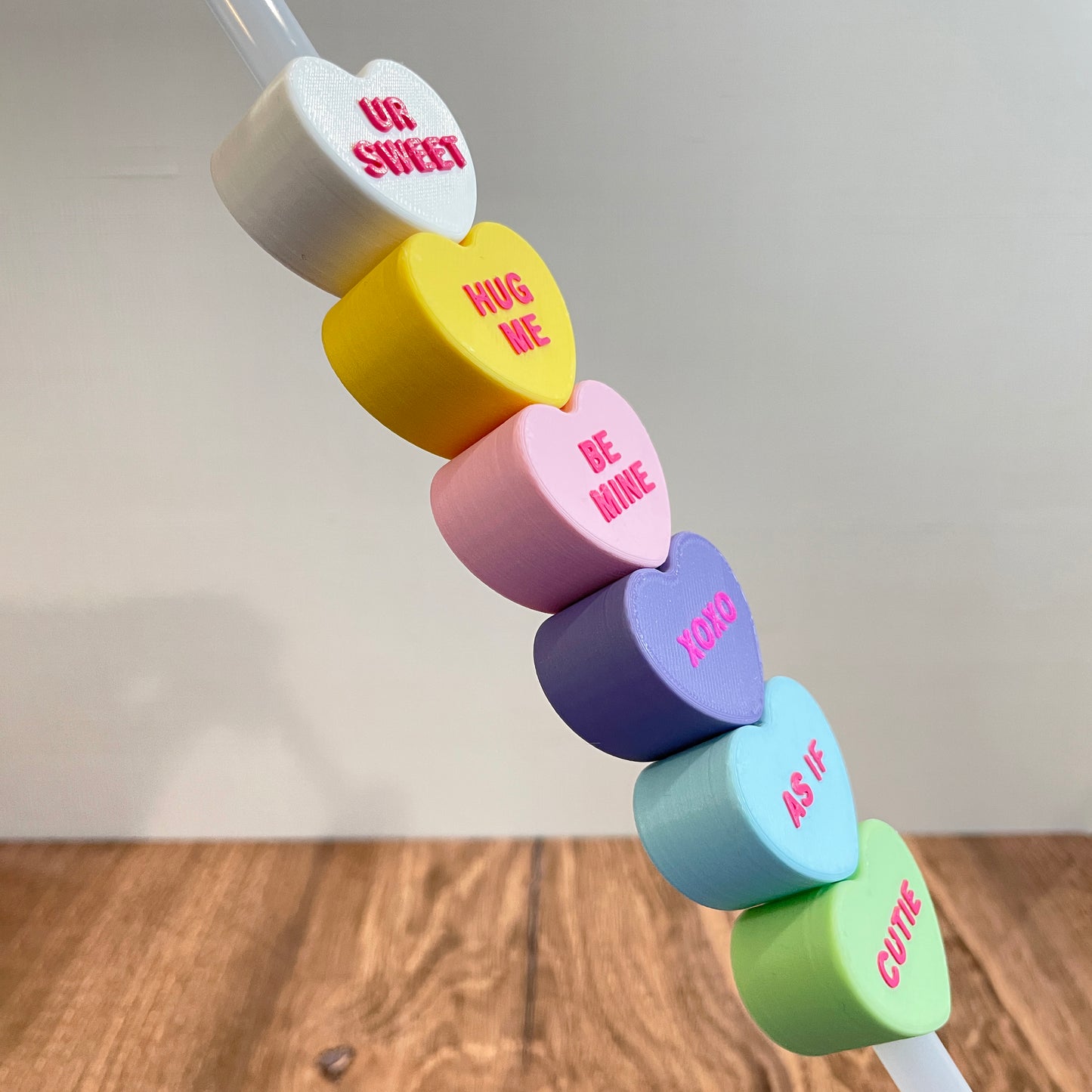 Conversation Heart Straw Toppers