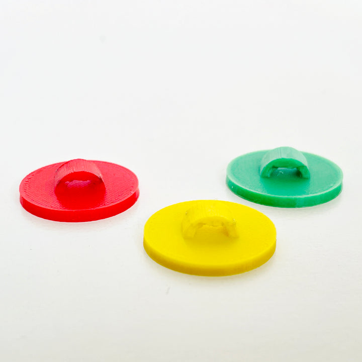 Mini letter craft buttons, 3D printed in PLA