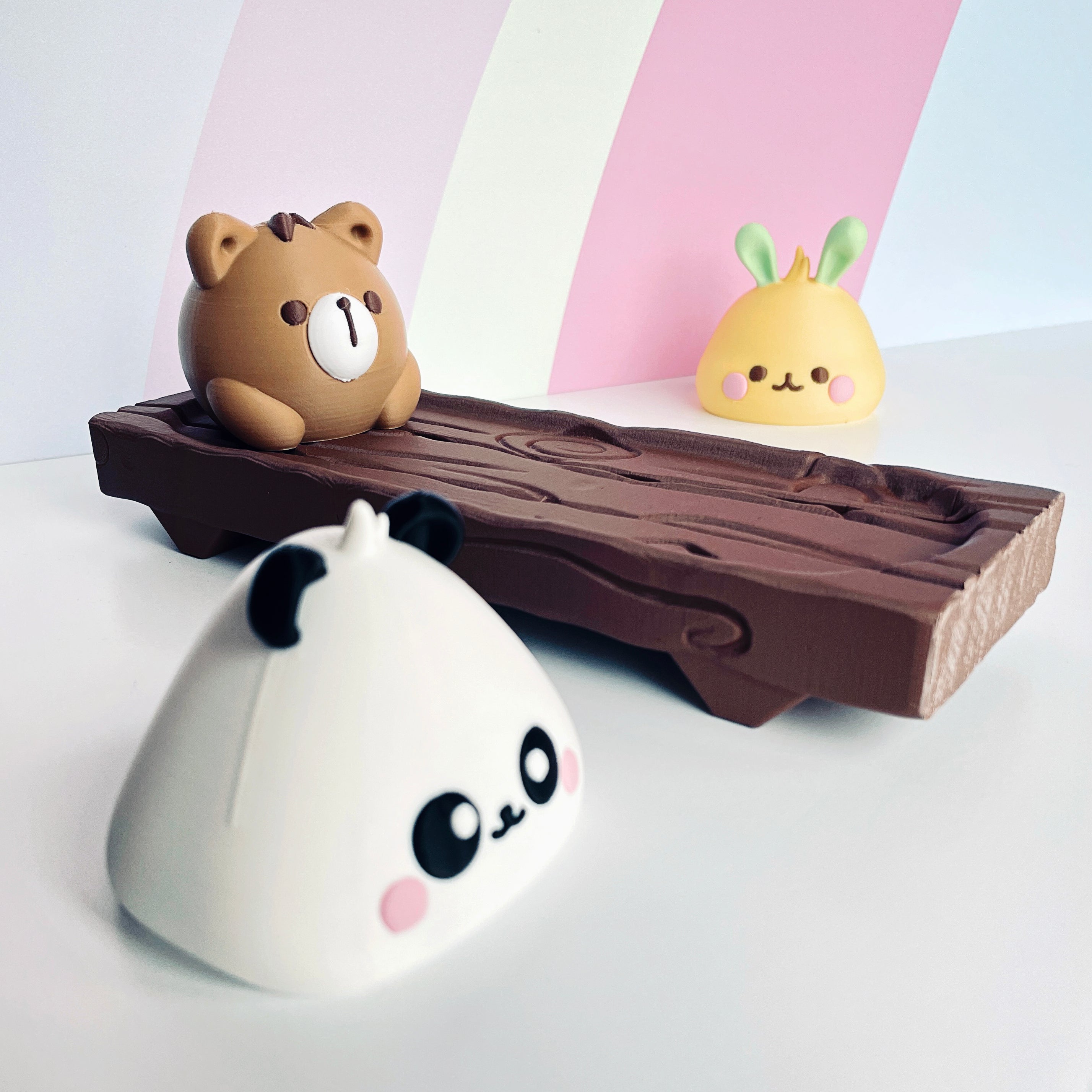 Kawaii Animal Baos on Wooden Block