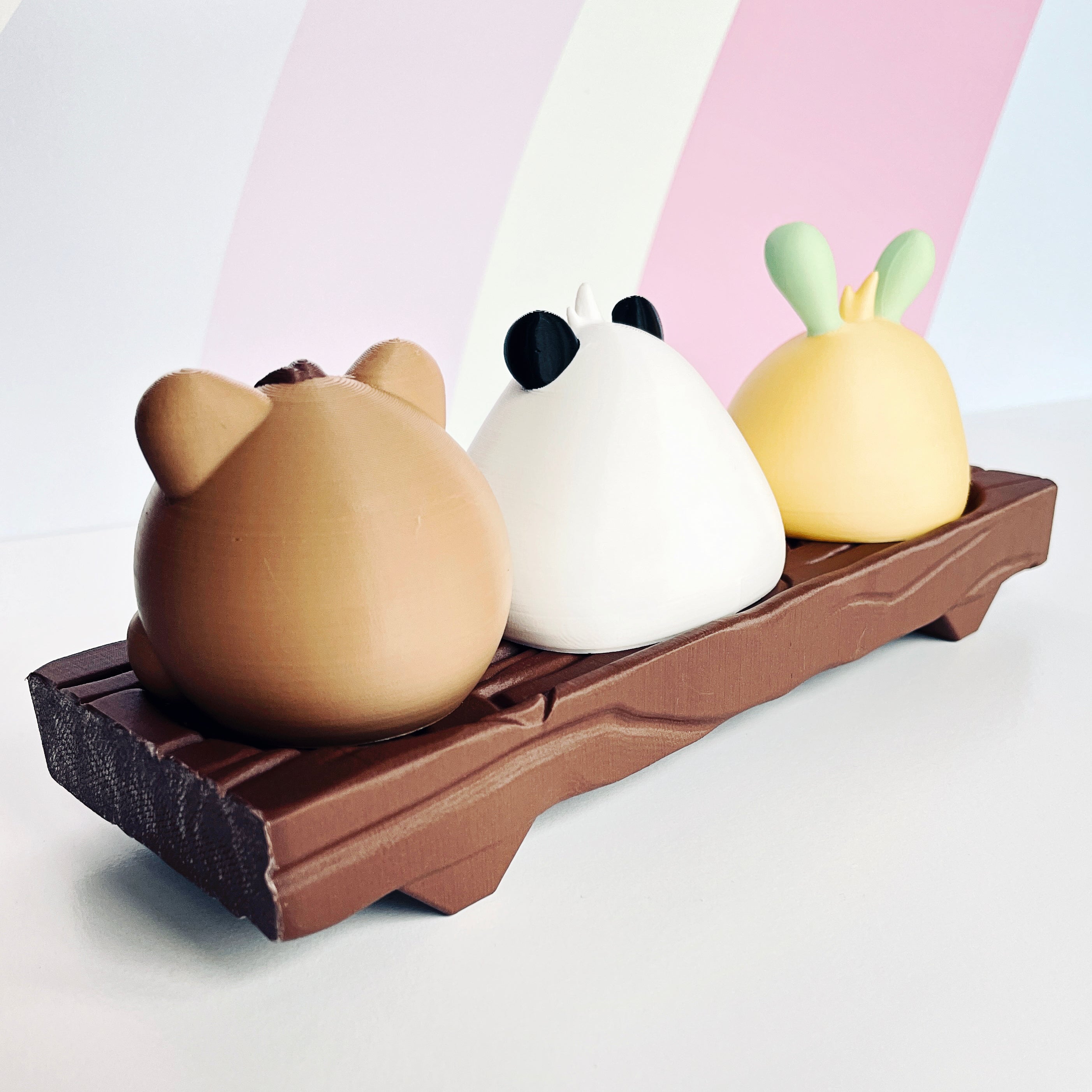 Kawaii Animal Baos on Wooden Block