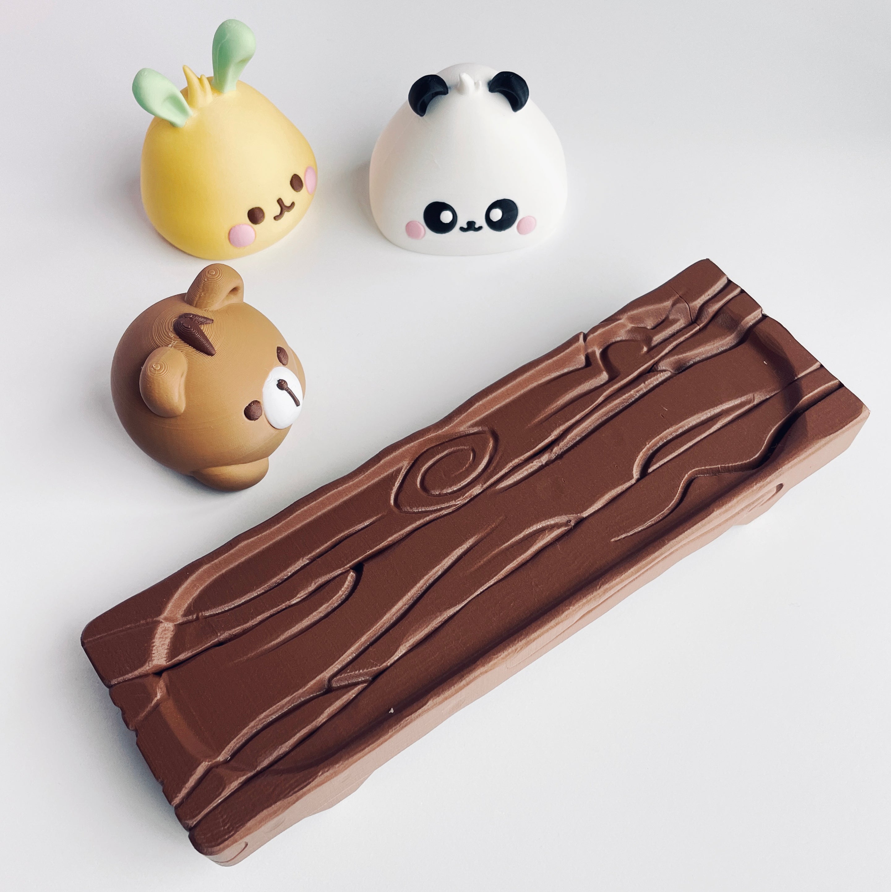 Kawaii Animal Baos on Wooden Block