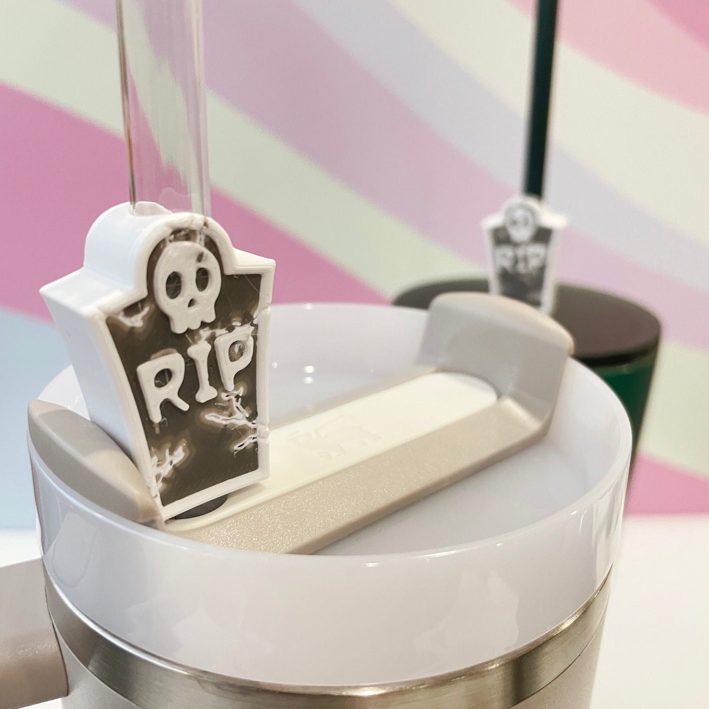 Tombstone Straw Topper – Cute Skull & RIP Design