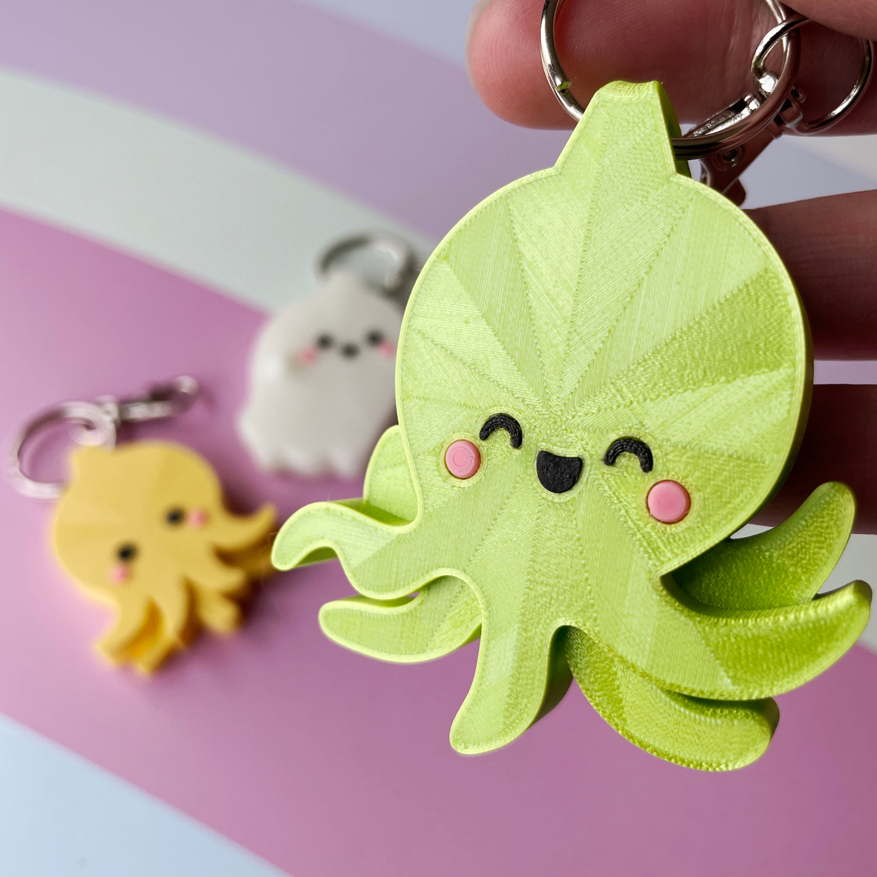 Kawaii Ghost, Cthulhu, & Octopus Keychains