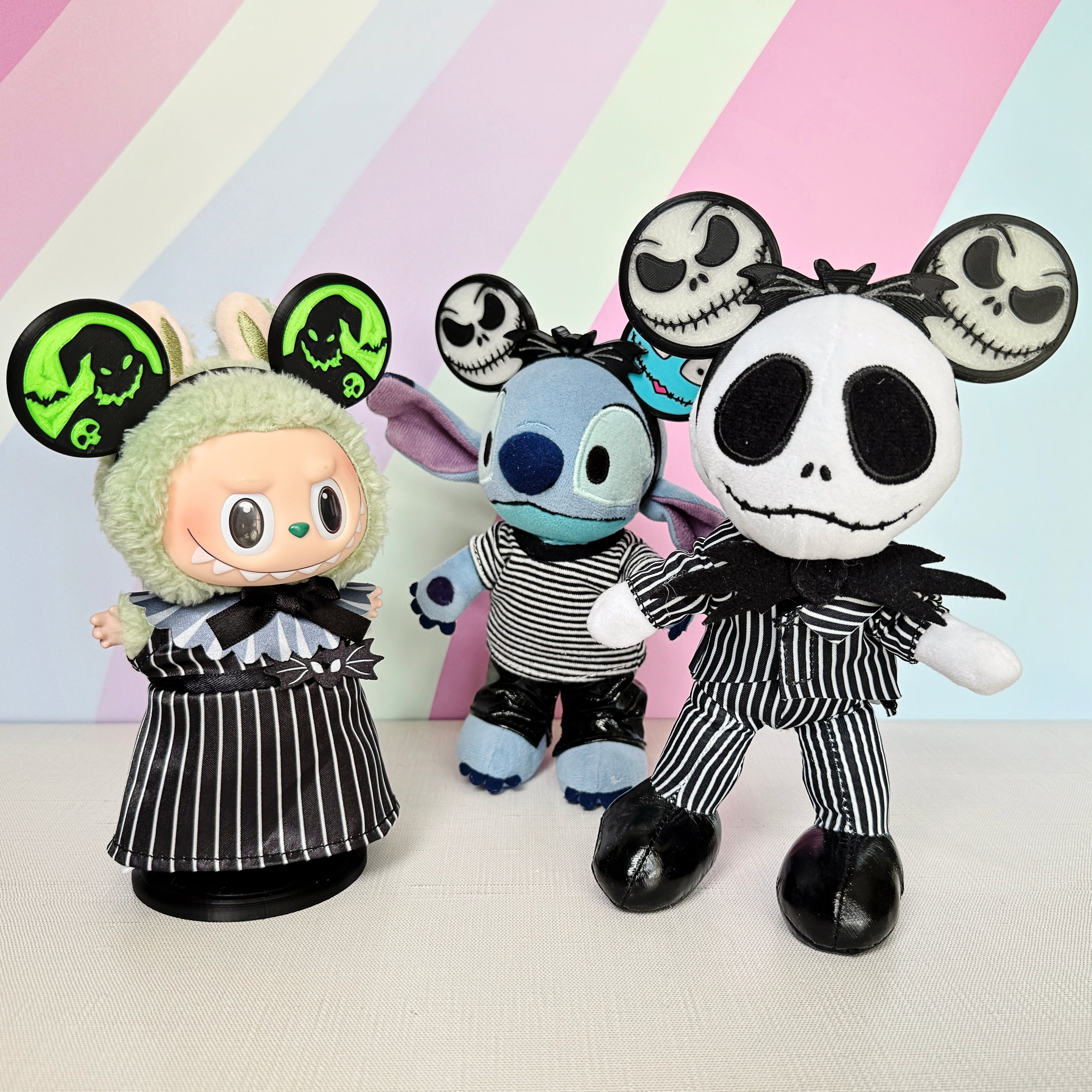 Nightmare Before Christmas Themed Ears for NuiMO & Labubu Plush