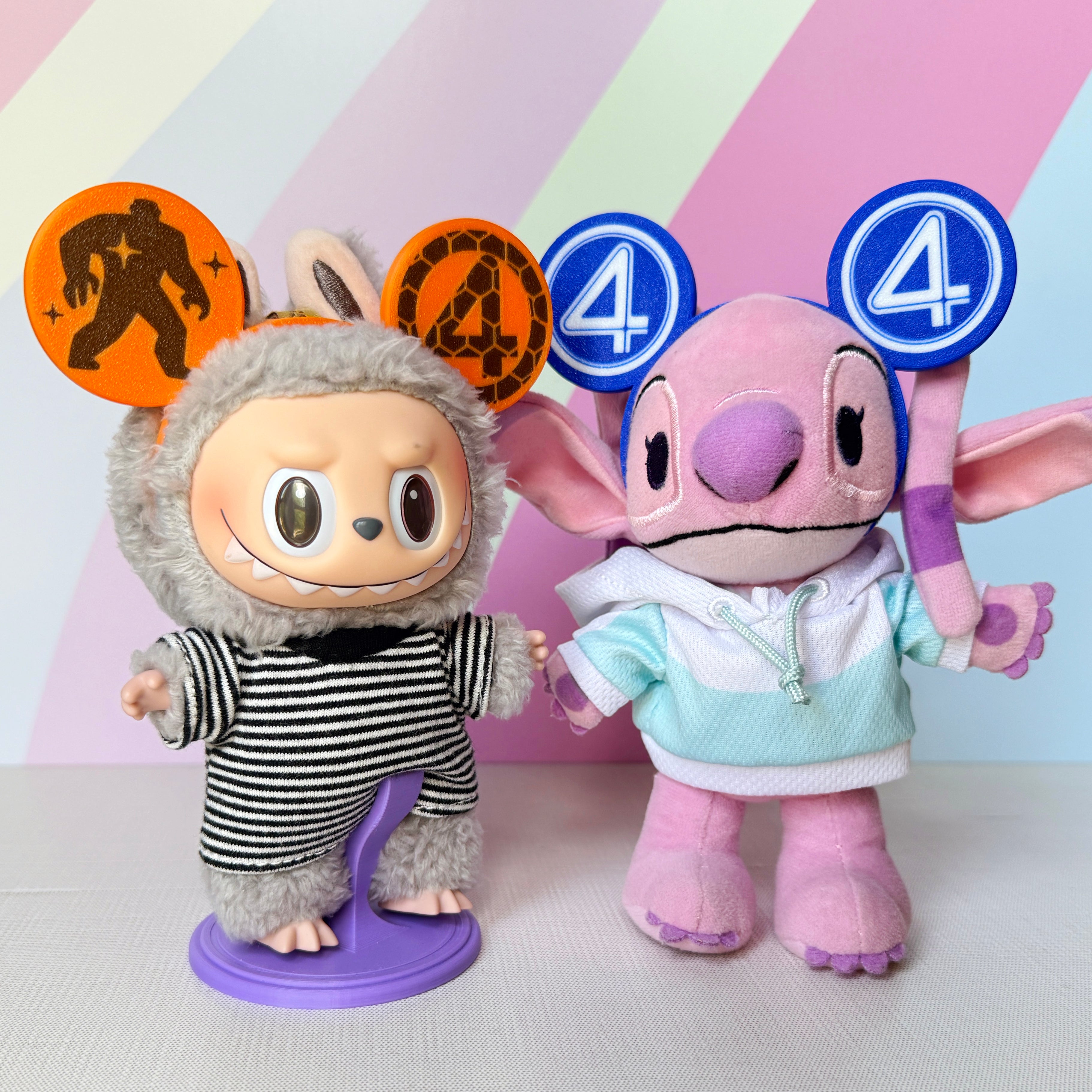Fantastic Four Inspired Mouse Ears for NuiMO, Labubu and Keychain Plush.
