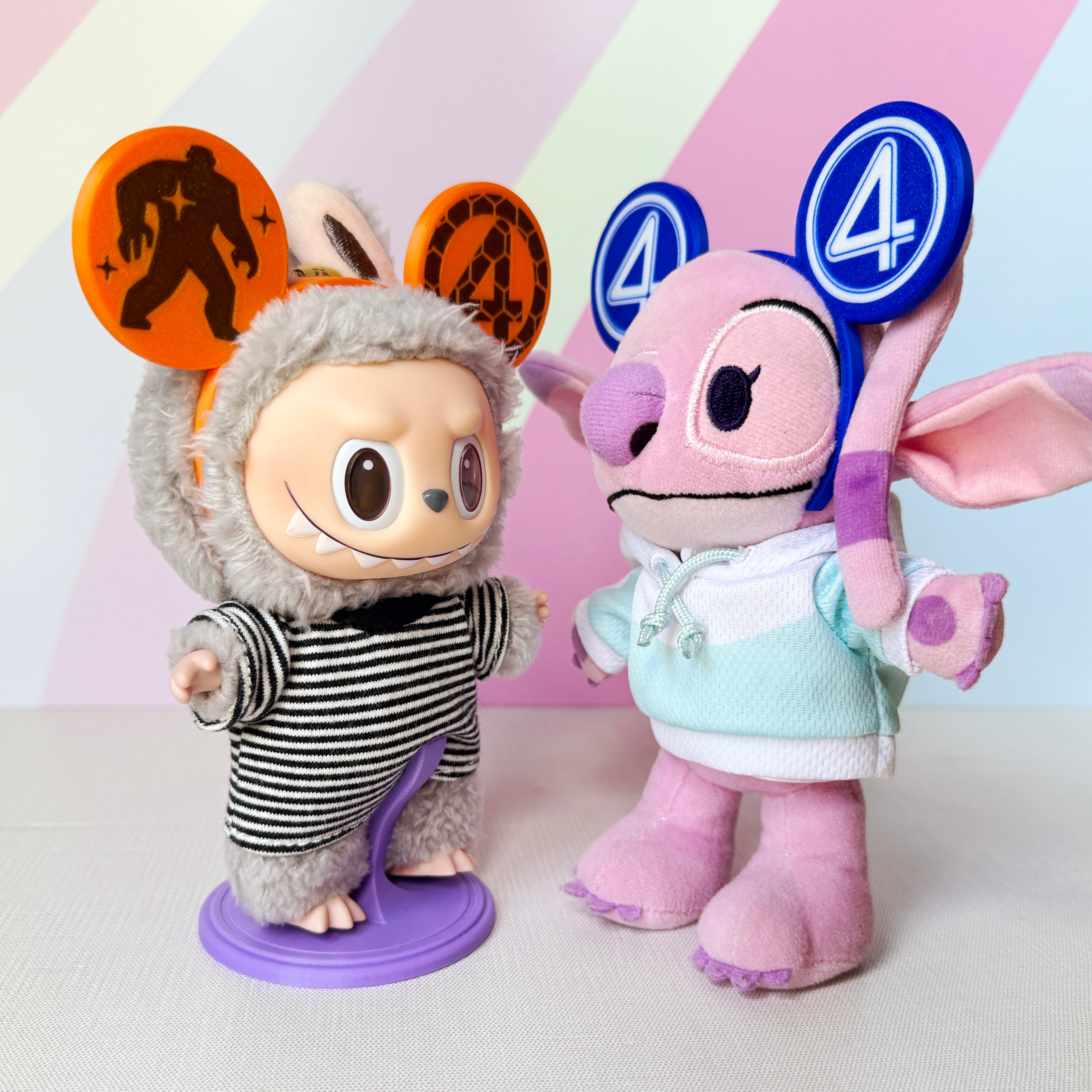 Fantastic Four Inspired Mouse Ears for NuiMO, Labubu and Keychain Plush.