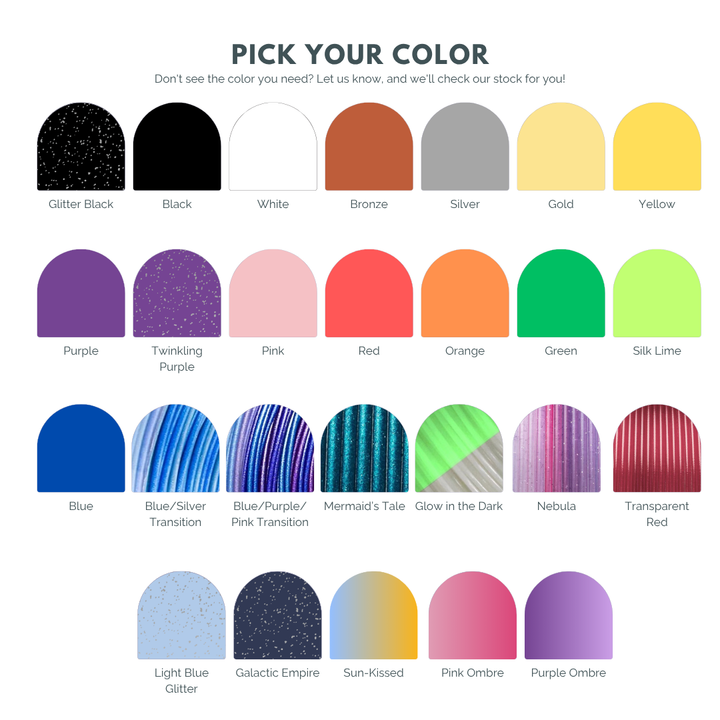 Color swatch chart with various colors for selection.