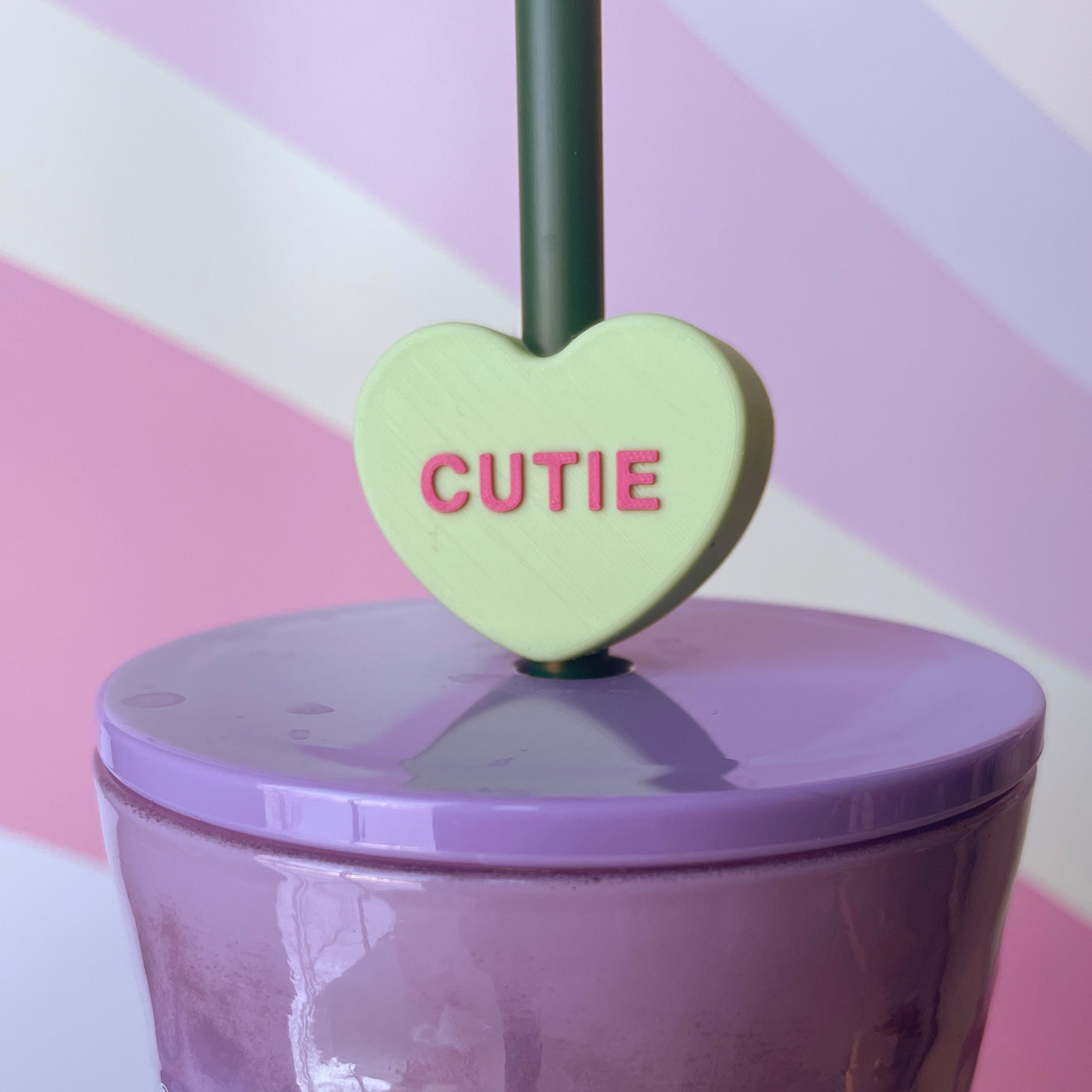 Conversation Heart Straw Toppers