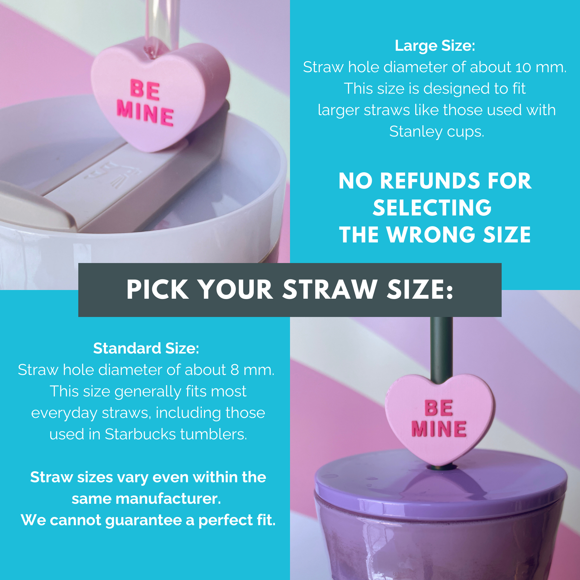 Conversation Heart Straw Toppers