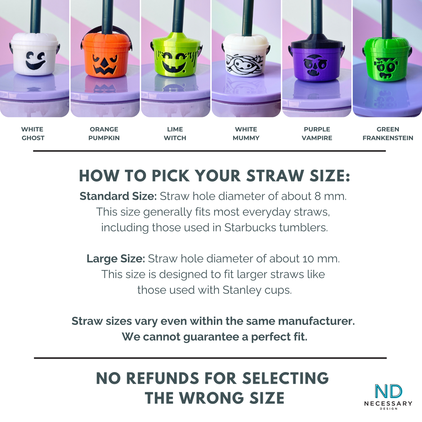 Halloween Buckets for STANDARD Straw Toppers