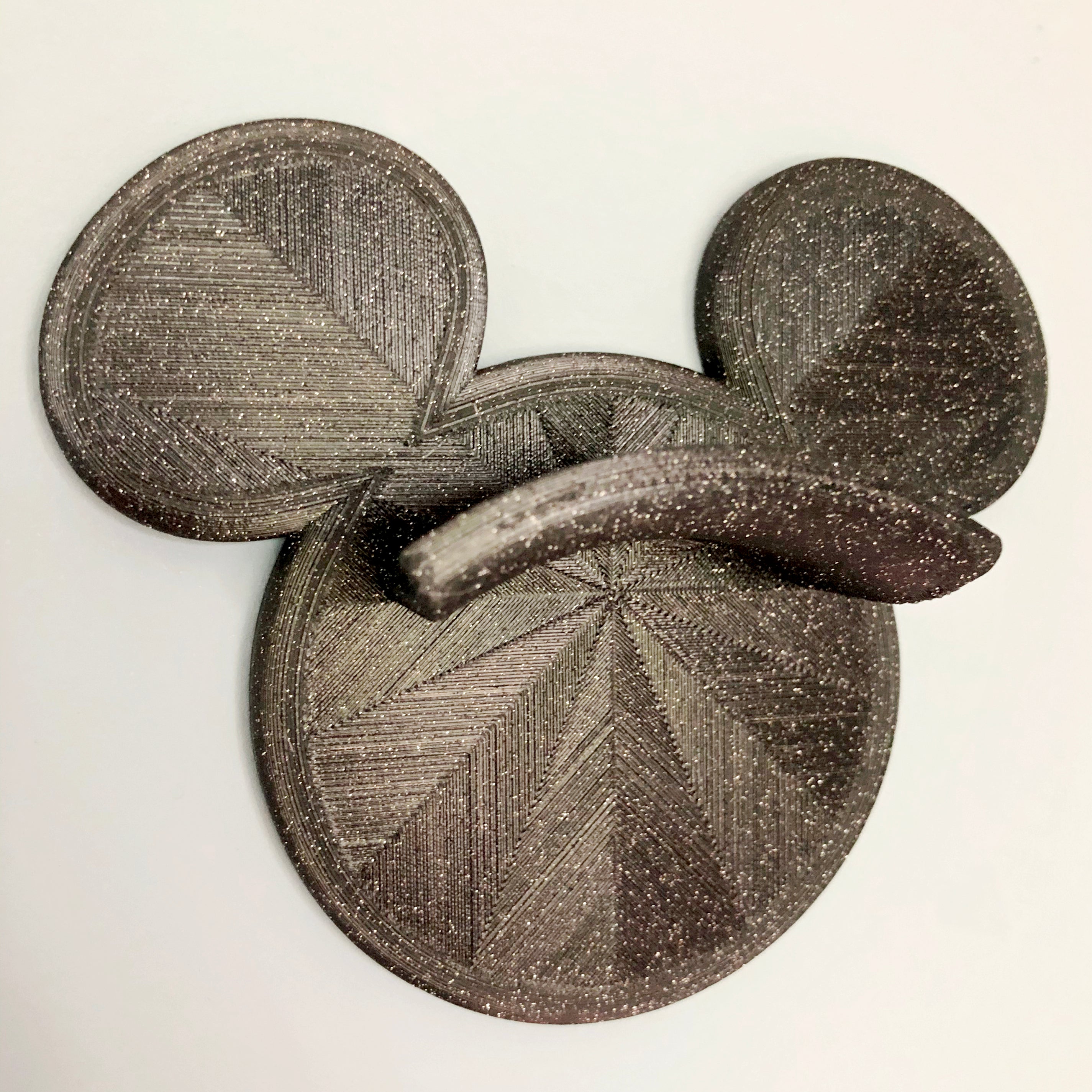 3D printed wall hook with round ear design in glitter black color