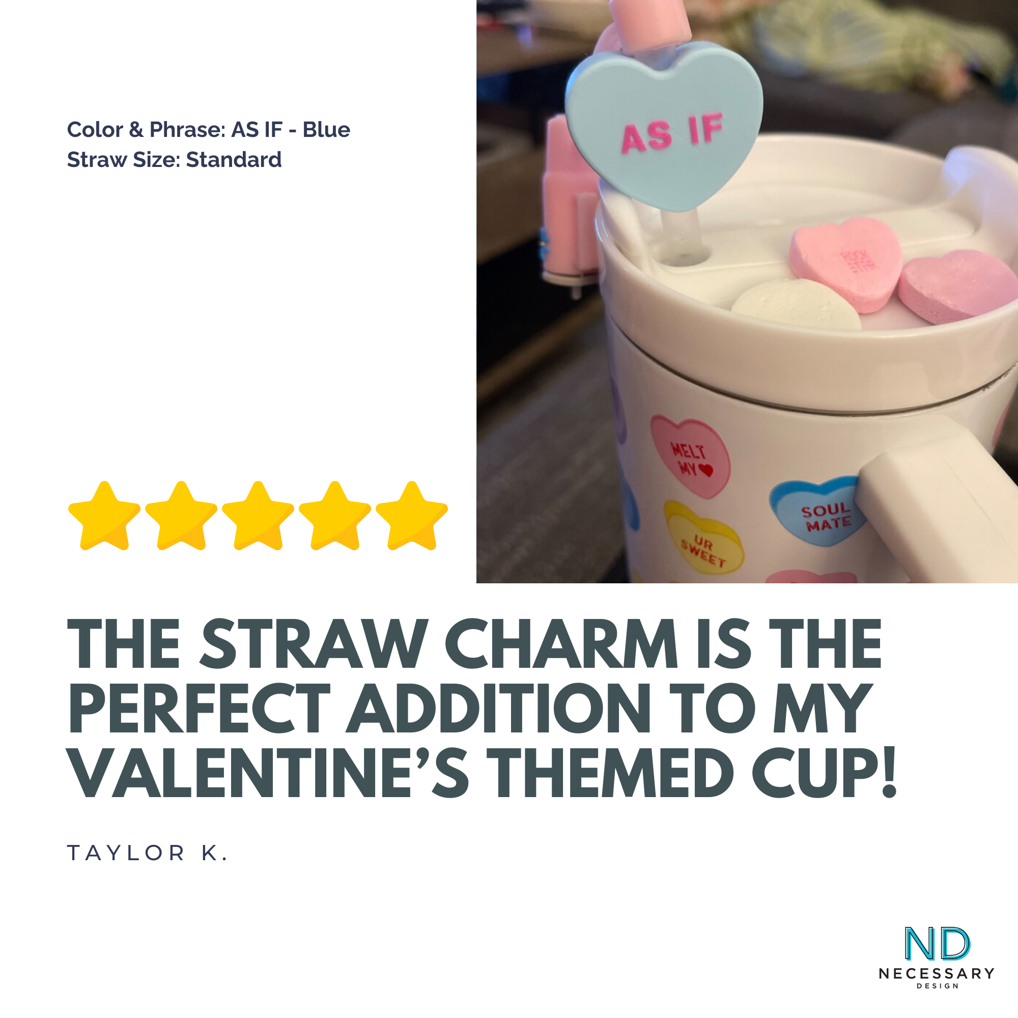 Conversation Heart Straw Toppers
