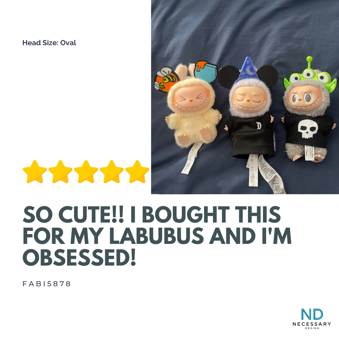 Pooh Themed Mouse Ears for NuiMO & Labubu Plush