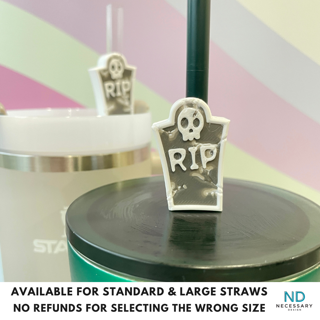 Tombstone Straw Topper – Cute Skull & RIP Design