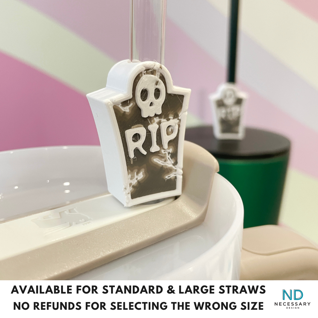 Tombstone Straw Topper – Cute Skull & RIP Design