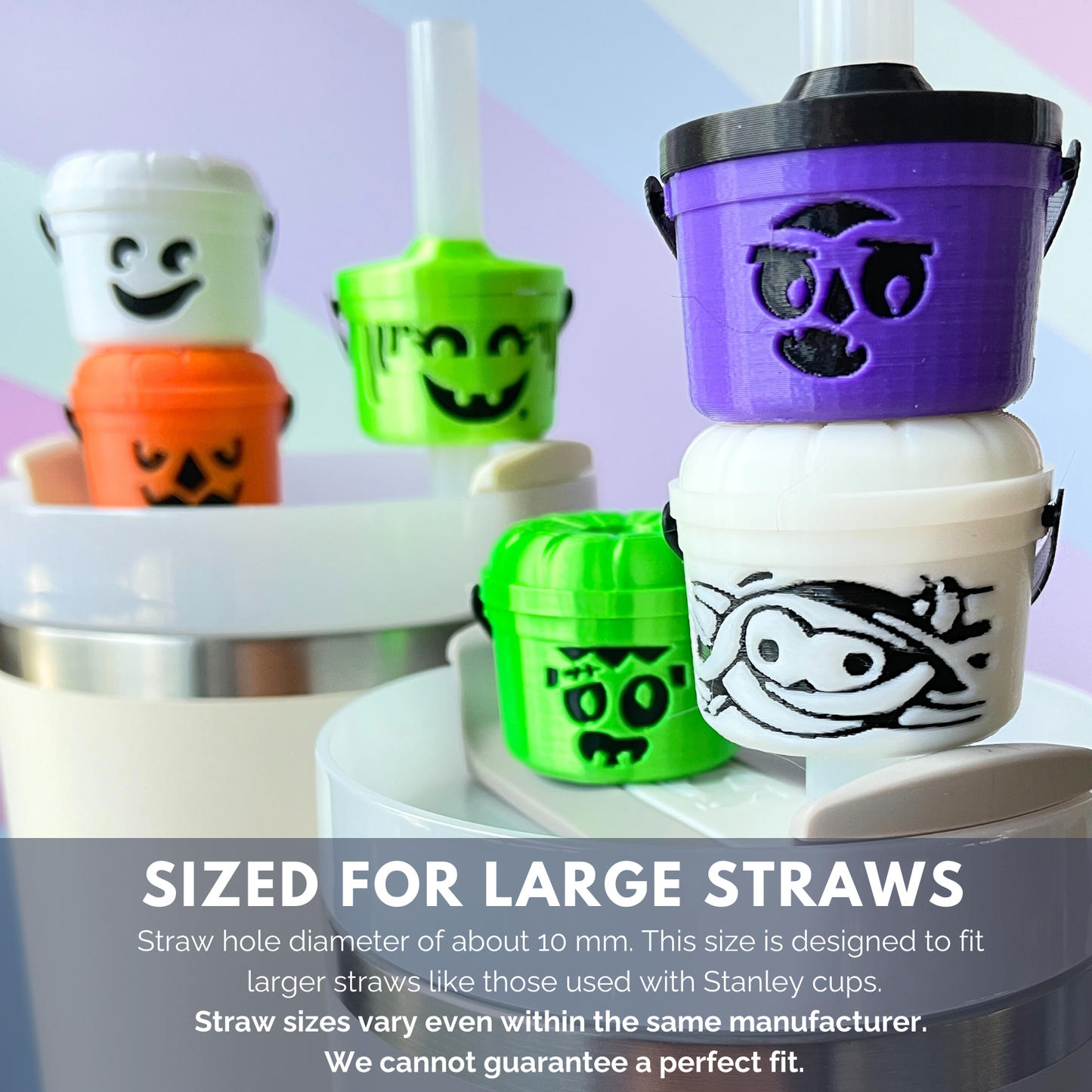 Halloween Buckets for LARGE Straw Toppers