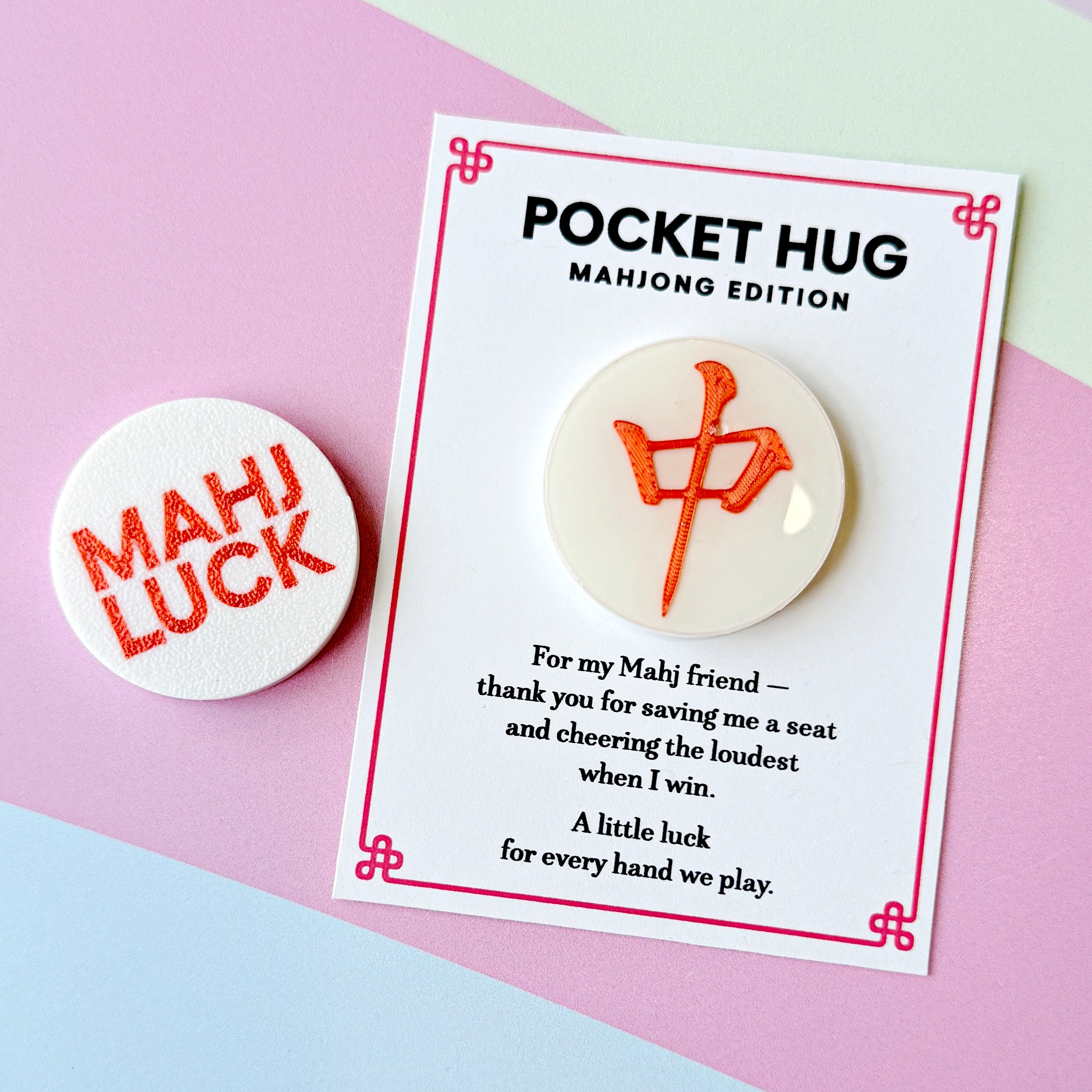 Mahjong Pocket Hug – Lucky Coin Keepsake for Mahjong Night (Single or Set)
