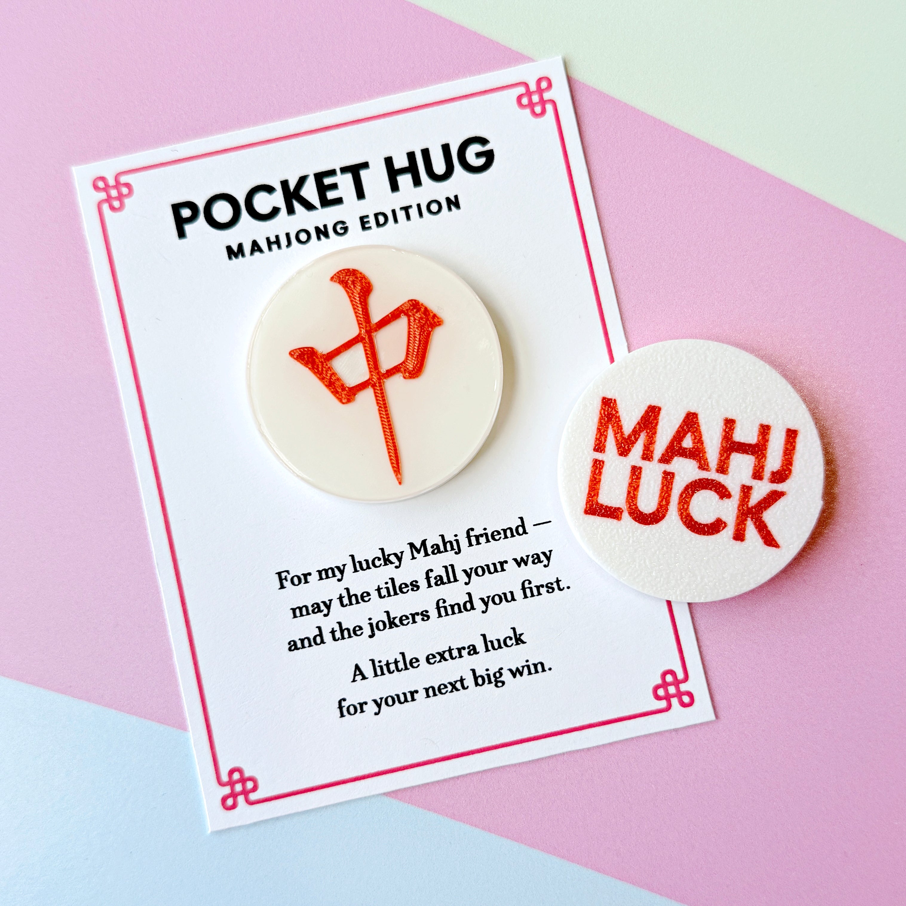 Mahjong Pocket Hug – Lucky Coin Keepsake for Mahjong Night (Single or Set)
