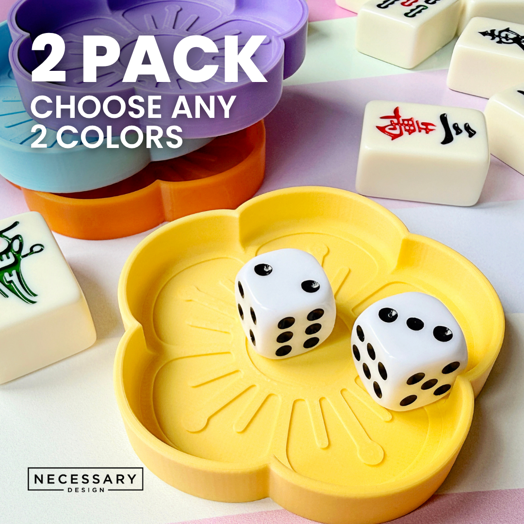 Mahjong Dice Tray Set, Flower Trinket Dish - Choose Any 2 Colors