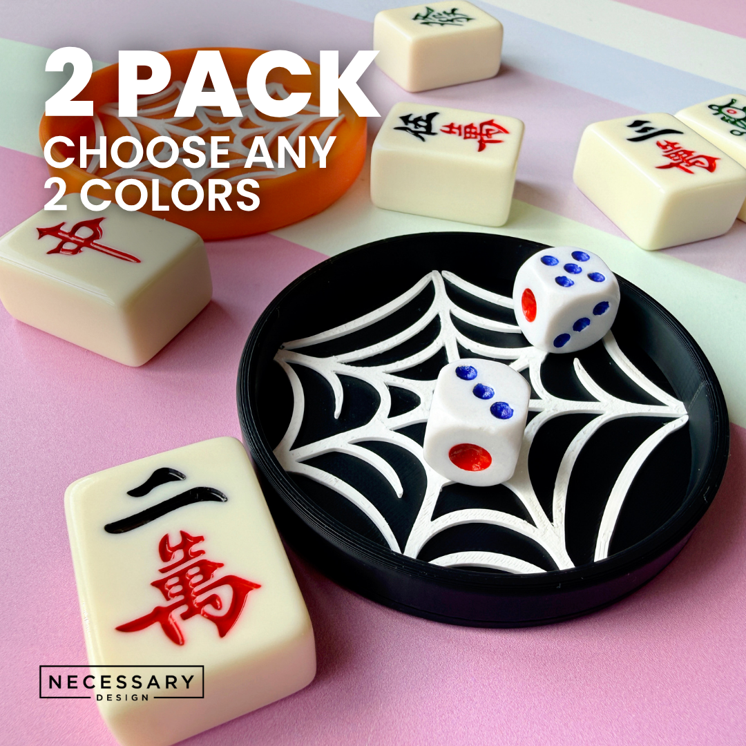 Mahjong Dice Tray Set, Spider Web Trinket Dish - Choose Any 2 Colors