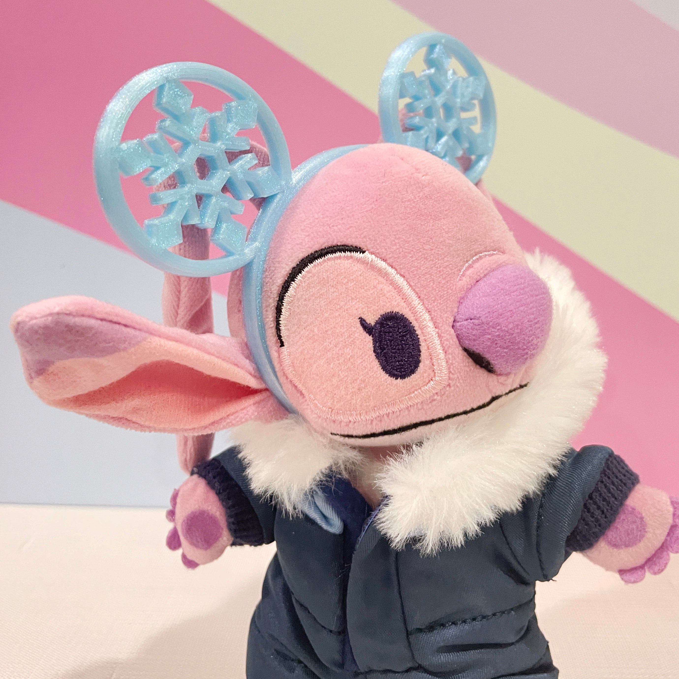 Crystal Snowflake Ears Headband for Mini Plush Figures - Winter Edition