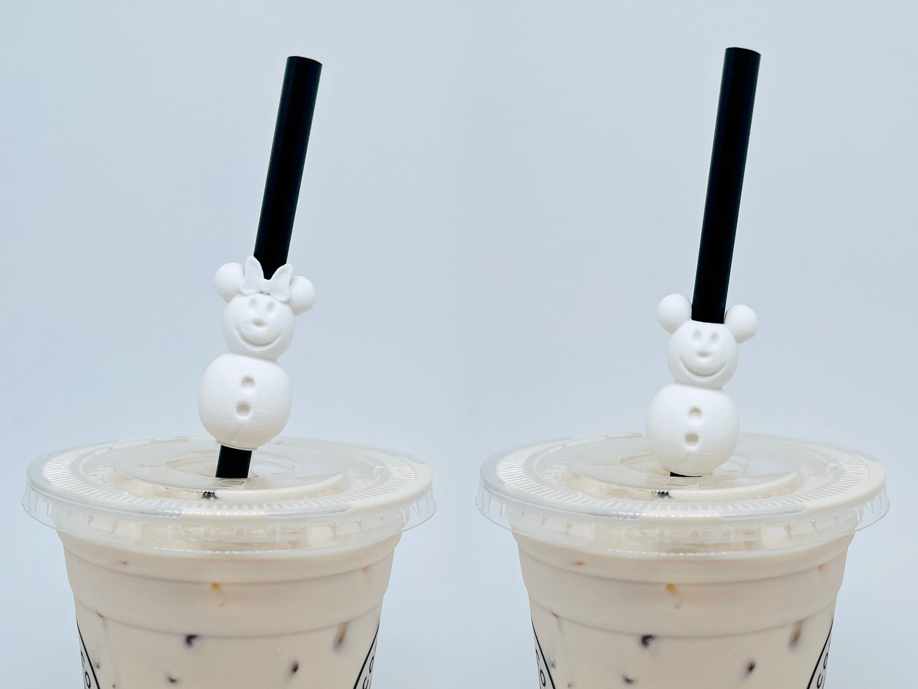 Mouse Snowman Straw Topper Set